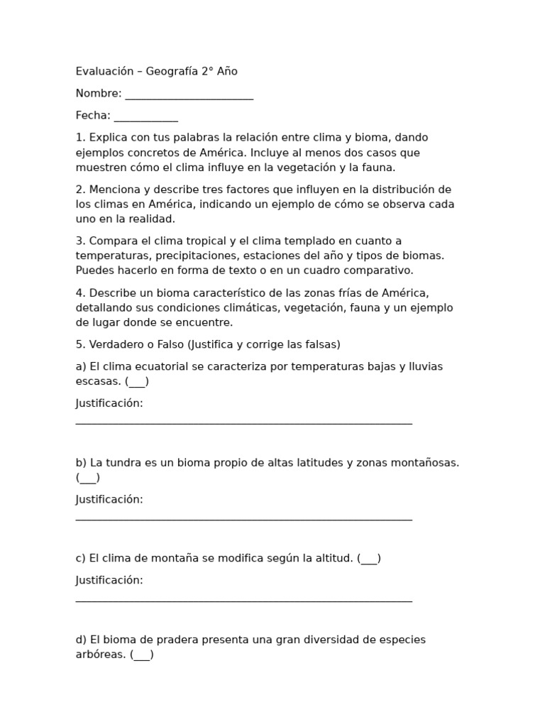 Evaluación de Climas y Biomas en América | PDF