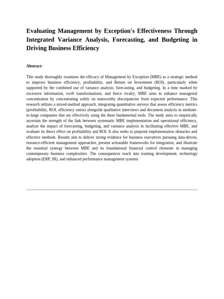 Management by Exception for Business Efficiency | PDF | Analytics ...