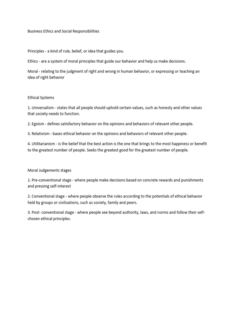 Business Ethics and Social Responsibilities 1 | PDF