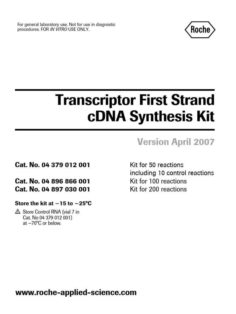 Transcriptor First Strand cDNA Synthesis Kit (Roche) | PDF ...