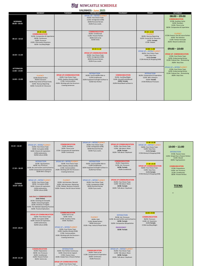 June 2025 Language Class Schedule | PDF | Linguistic Typology ...