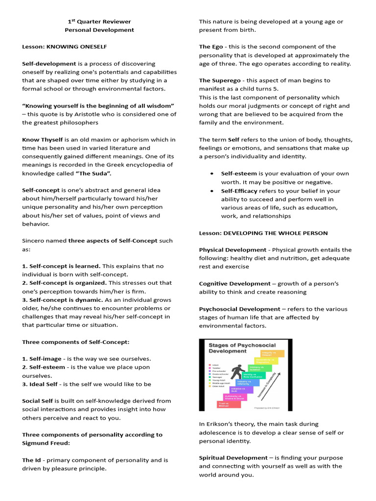 Understanding Personal Development Concepts | PDF | Self Concept | Emotions