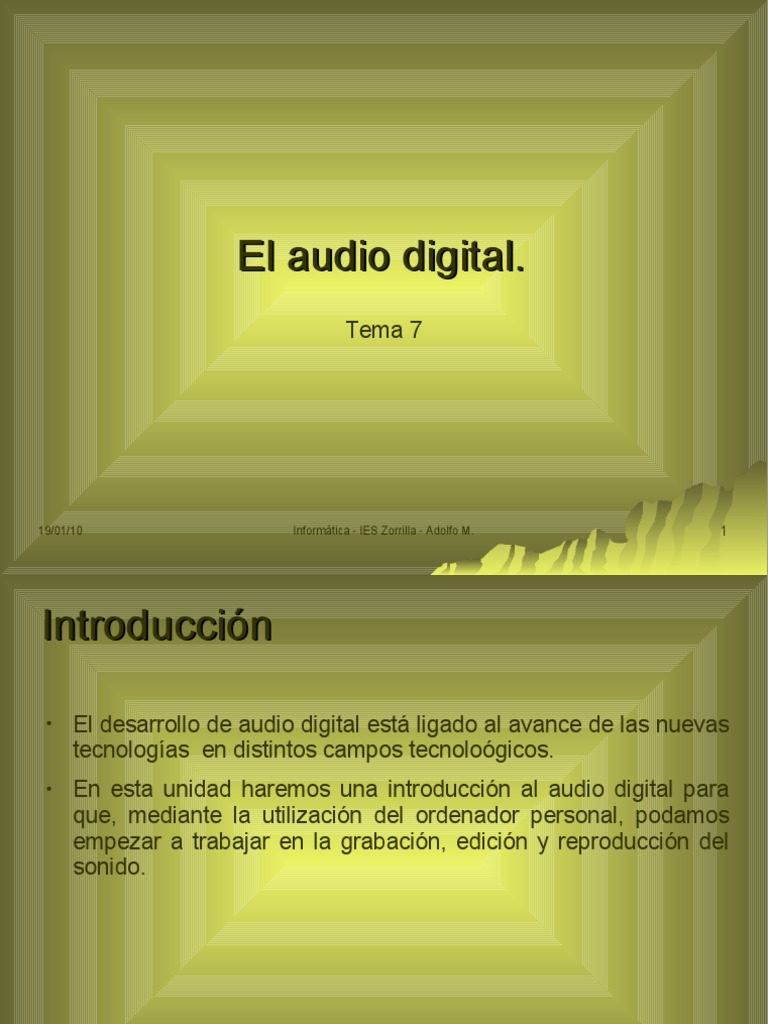 Tema 7 - El Audio Digital | PDF | Audio digital | Sonido