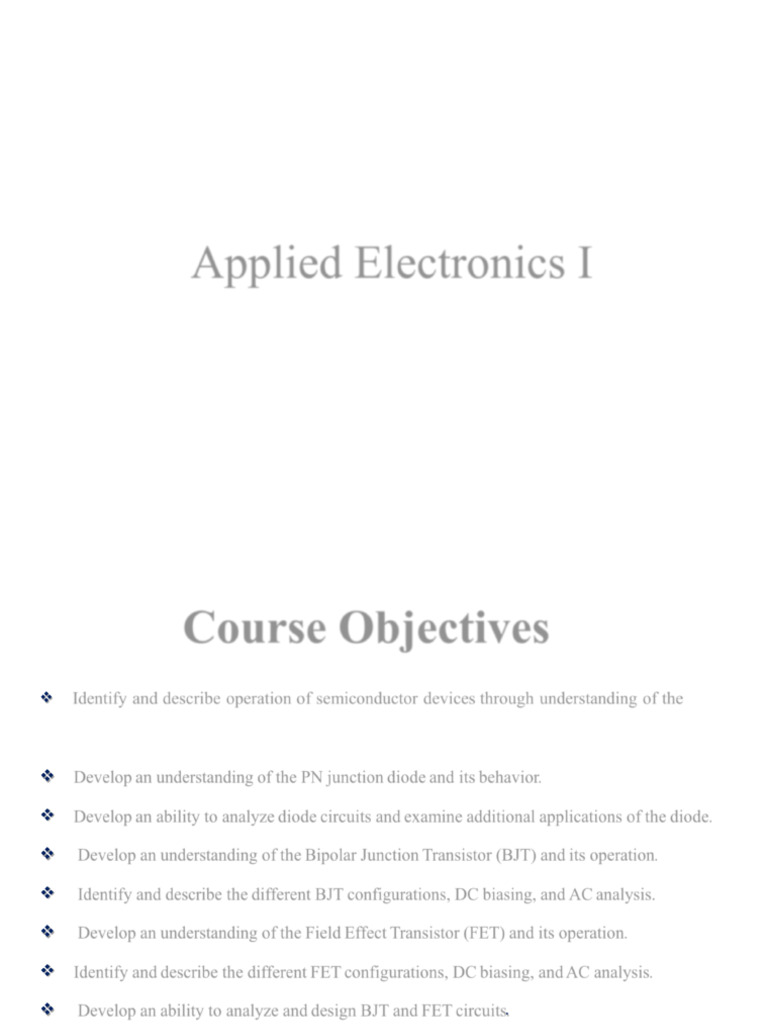 Applied Electronics I | PDF | P–N Junction | Doping (Semiconductor)