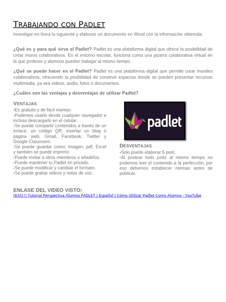 Ventajas y desventajas de Padlet | PDF