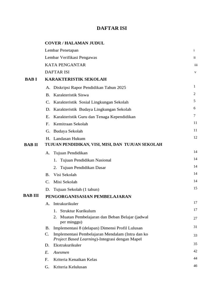 Daftar Isi Rapor Pendidikan 2025 | PDF
