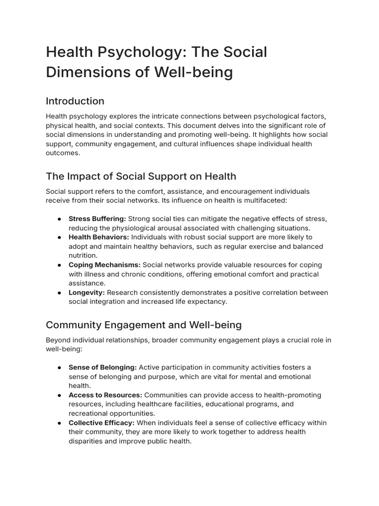 Health Psychology The Social Dimensions of Well-Being | PDF | Well ...