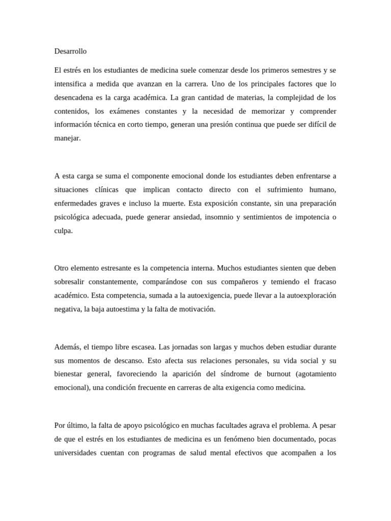 Estrés en estudiantes de medicina: causas y efectos | PDF | Estrés ...