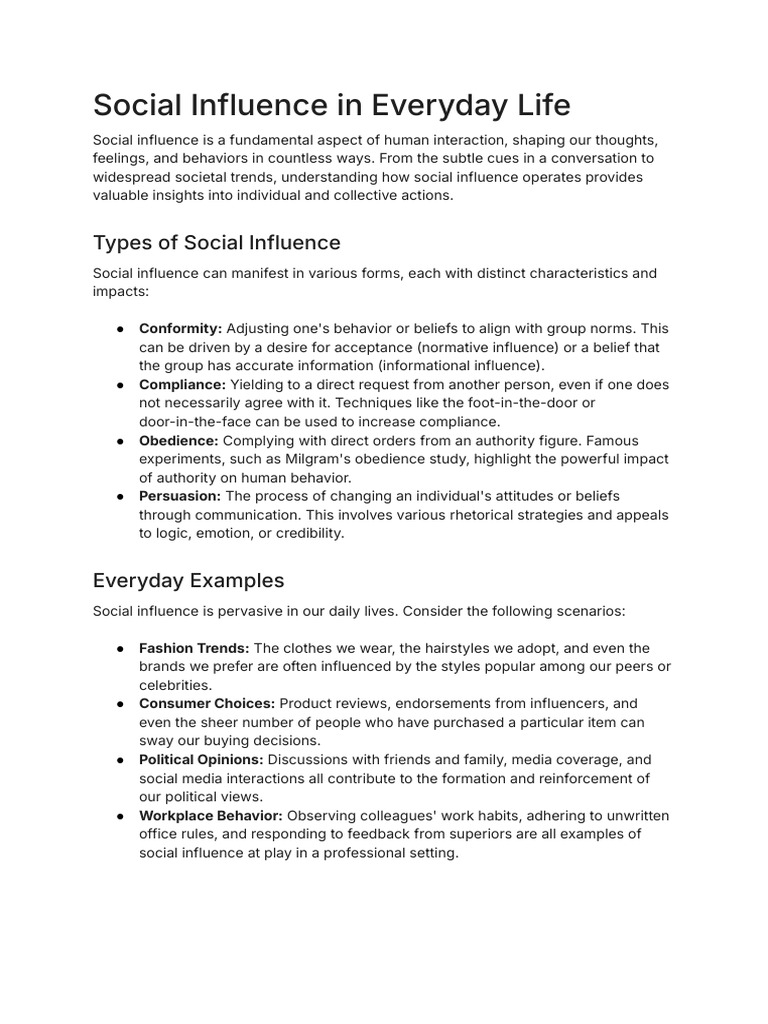 Everyday Social Influence Explained | PDF | Organizational Behavior ...