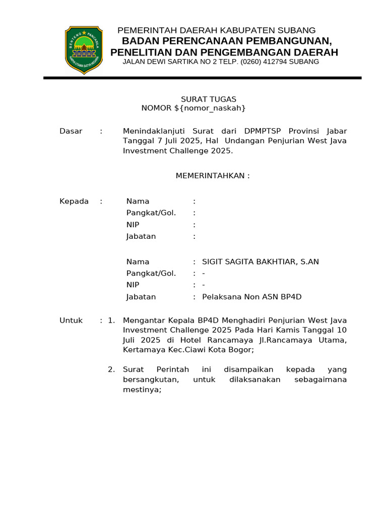 Format SP Srikandi Dua Org | PDF