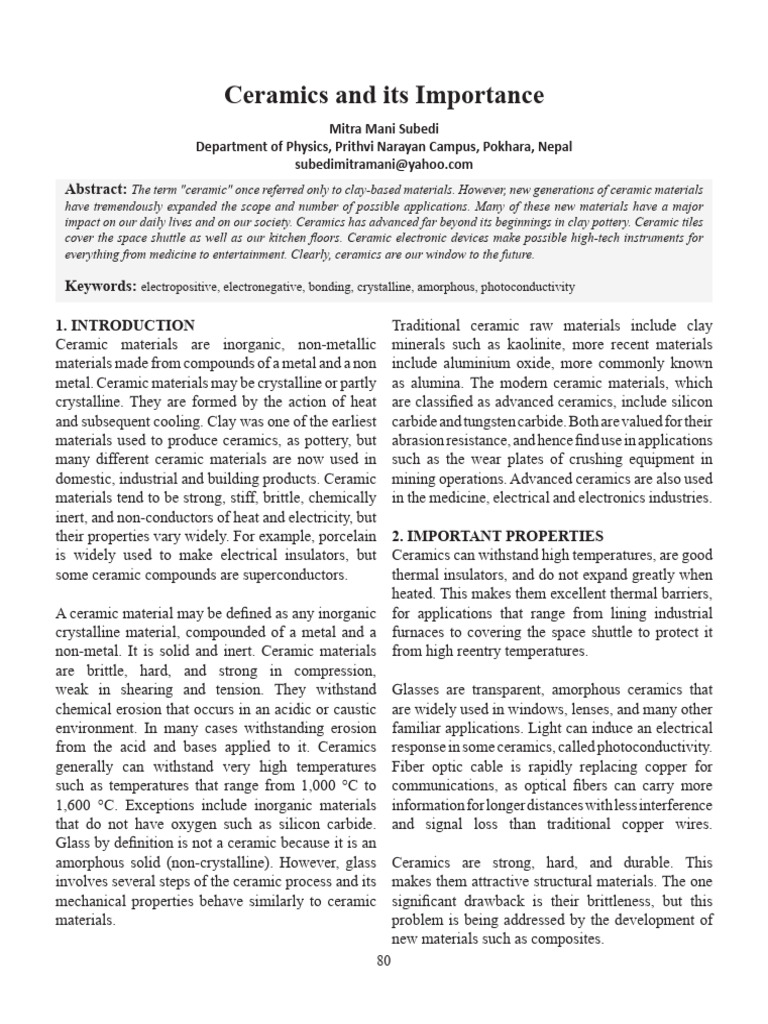 Importance and Processing of Ceramics | PDF | Ceramics | Solid