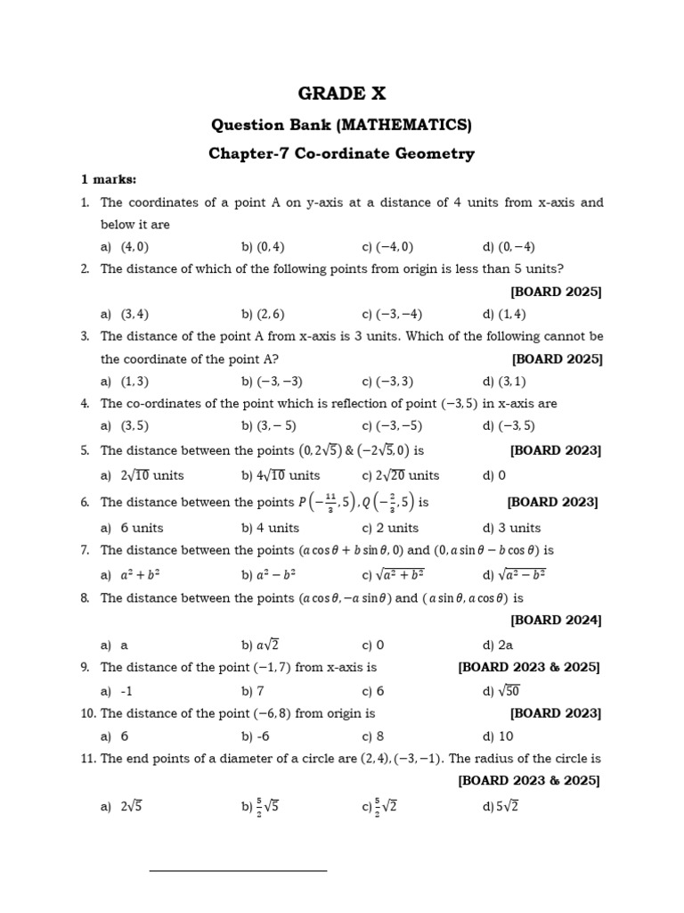 Coordinate Geometry Question Bank | PDF | Triangle | Circle