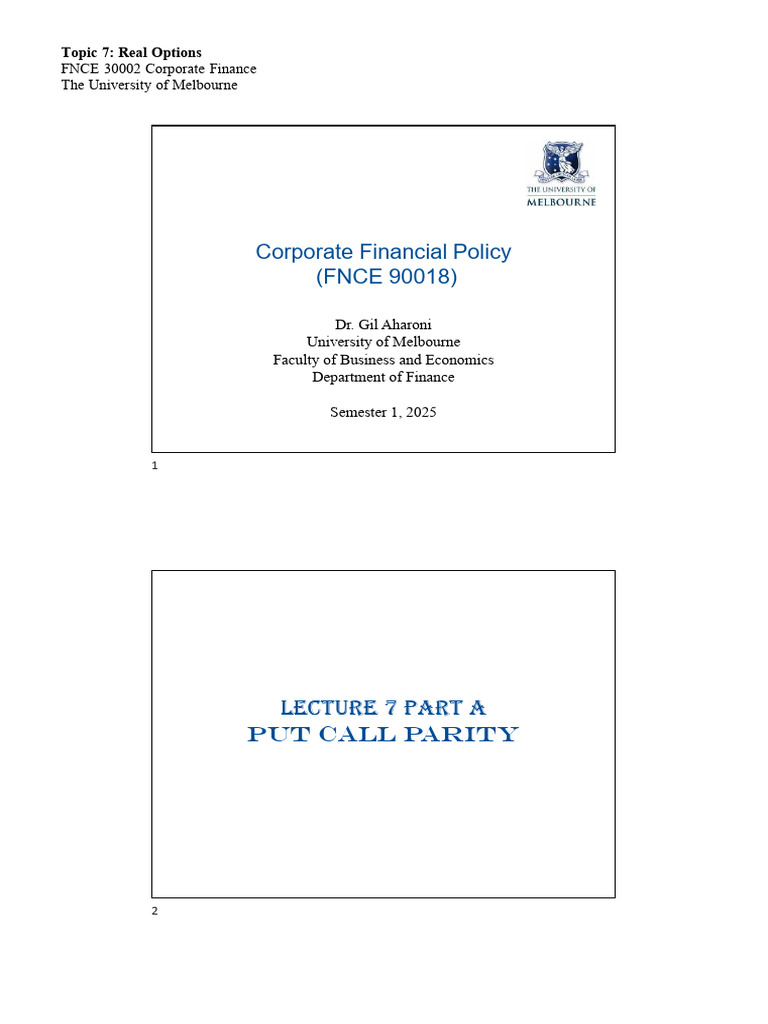 Real Options in Corporate Finance | PDF | Option (Finance) | Put Option