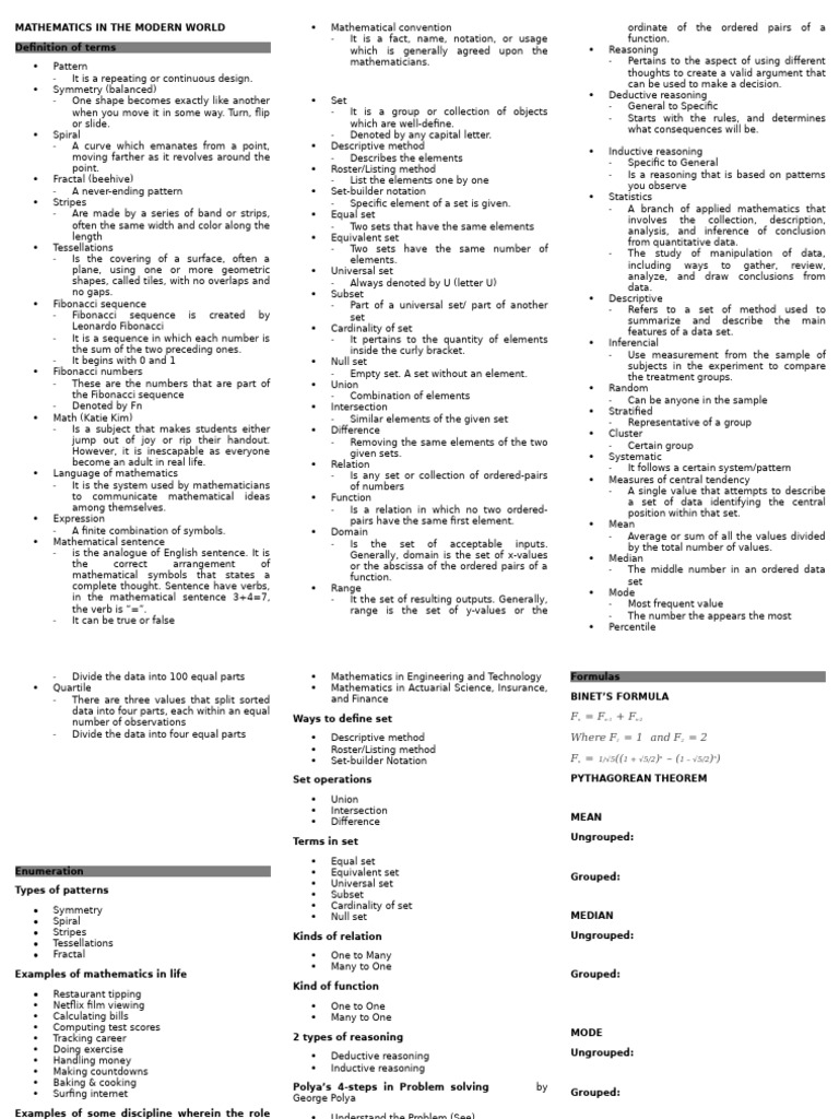 MMW Finals Review Guide | PDF | Mathematics | Pattern