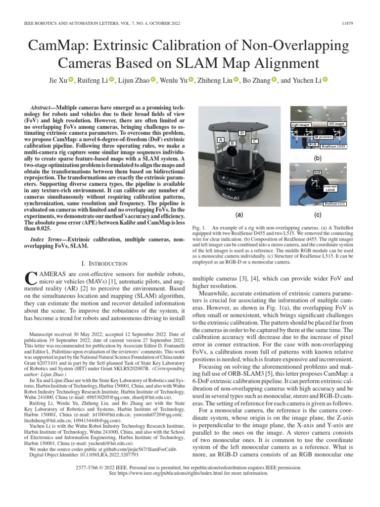 CamMap Extrinsic Calibration of Non-Overlapping Cameras Based On SLAM ...