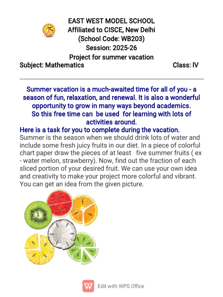 Class-4 Maths Summer Project | PDF