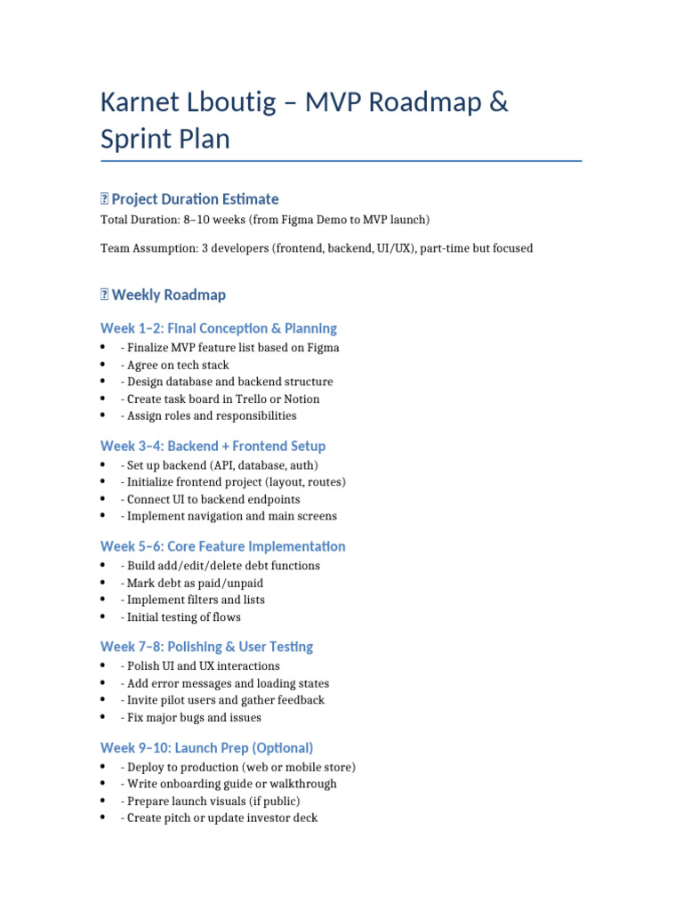 Karnet Lboutig MVP Roadmap | PDF