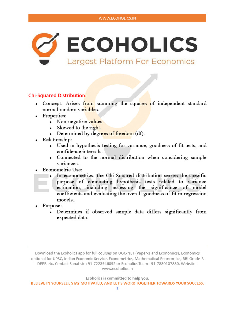 Key Statistical Distributions in Econometrics | PDF | Normal ...