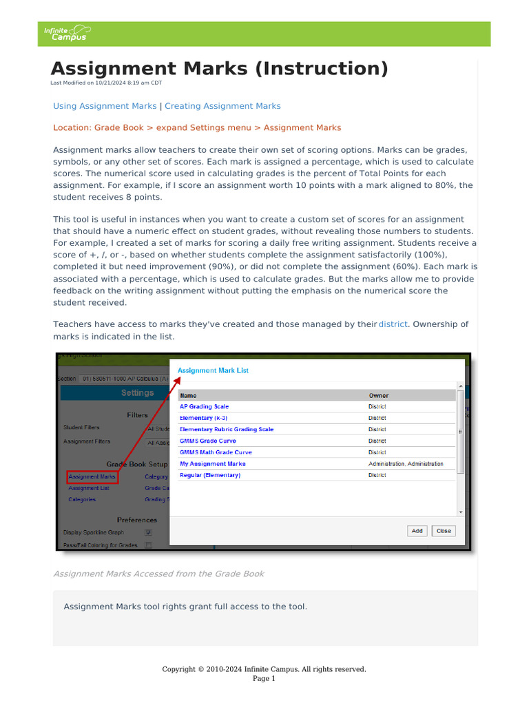 Customizing Assignment Marks for Grading | PDF | Computing