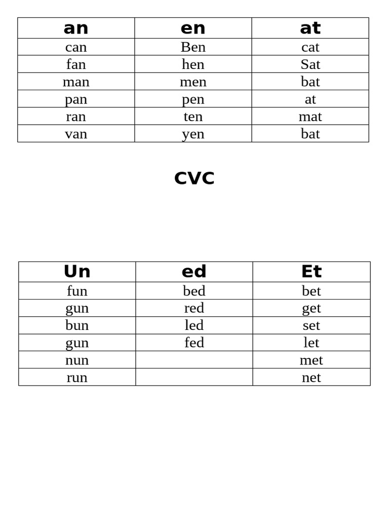 CVC Words and Simple Sentences | PDF