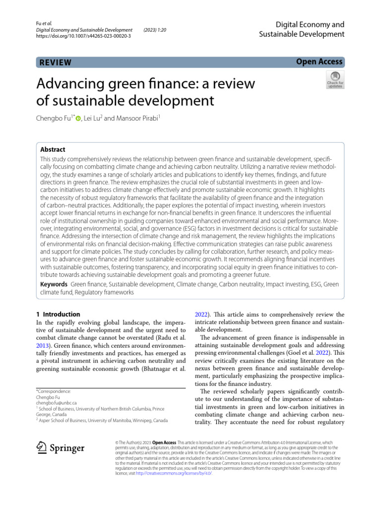 Green Finance and Sustainable Development Review | PDF | Corporate ...