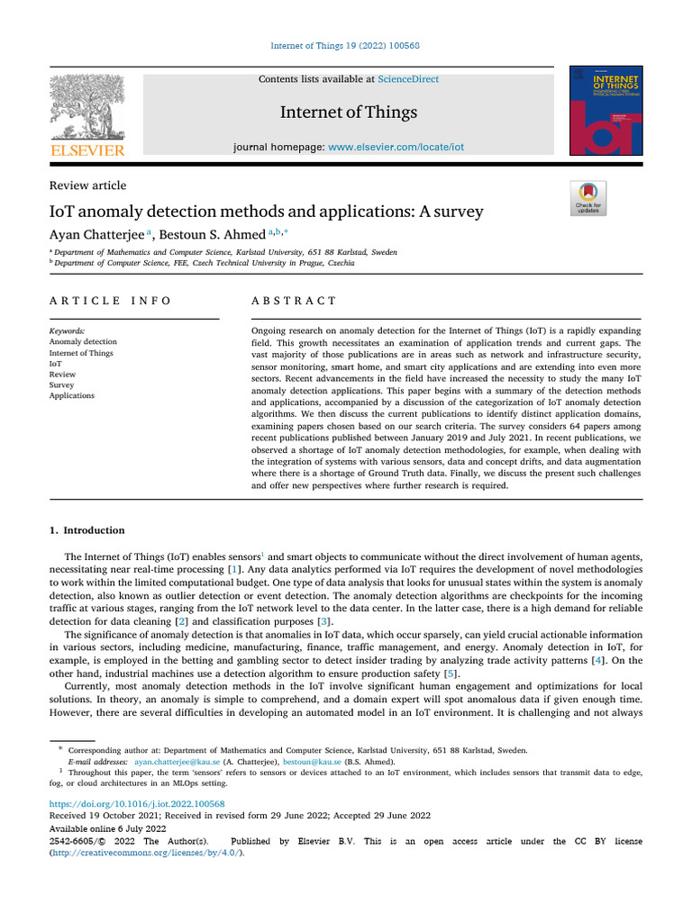 IoT Anomaly Detection Methods and Applications - A Survey | PDF ...