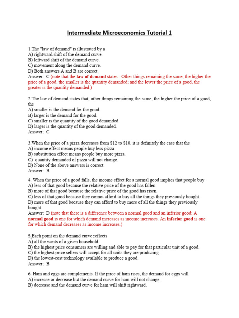 Intermediate Microeconomics Overview | PDF | Elasticity (Economics ...