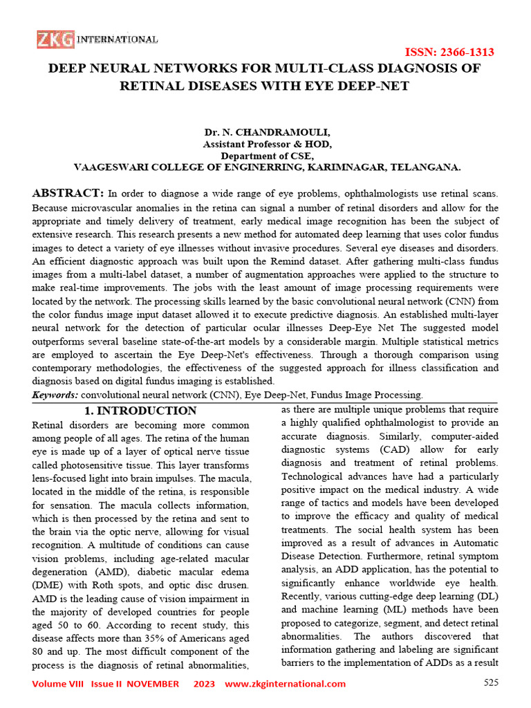 Deep Neural Networks For Multi Class Diagnosis of Retinal Diseases With ...