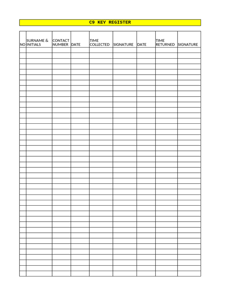 c49 Key Register | PDF