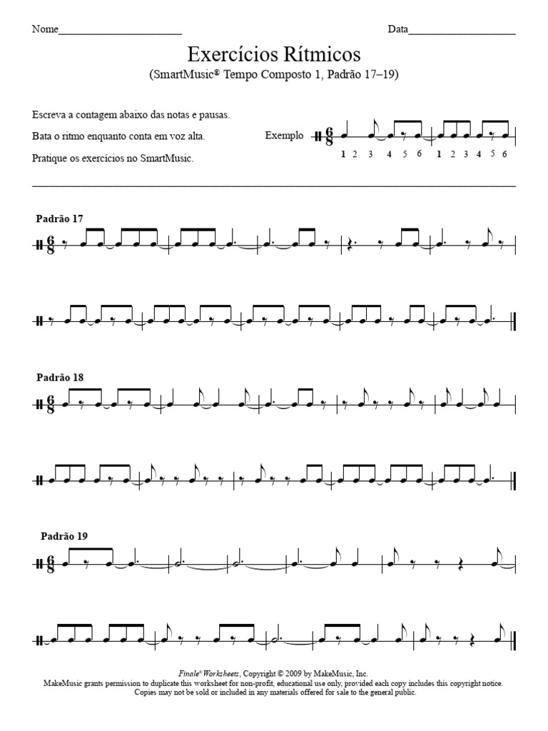Exercícios Rítmicos para SmartMusic | PDF