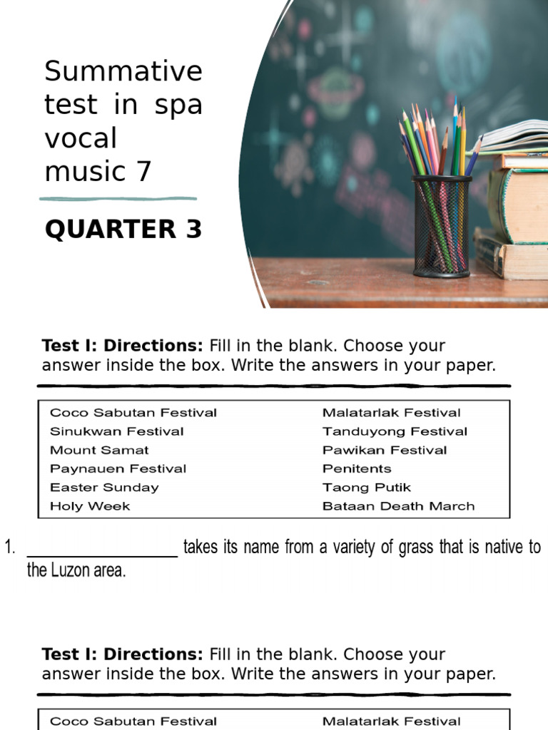 Vocal Music Test: Fill-in & Match | PDF | Musicology
