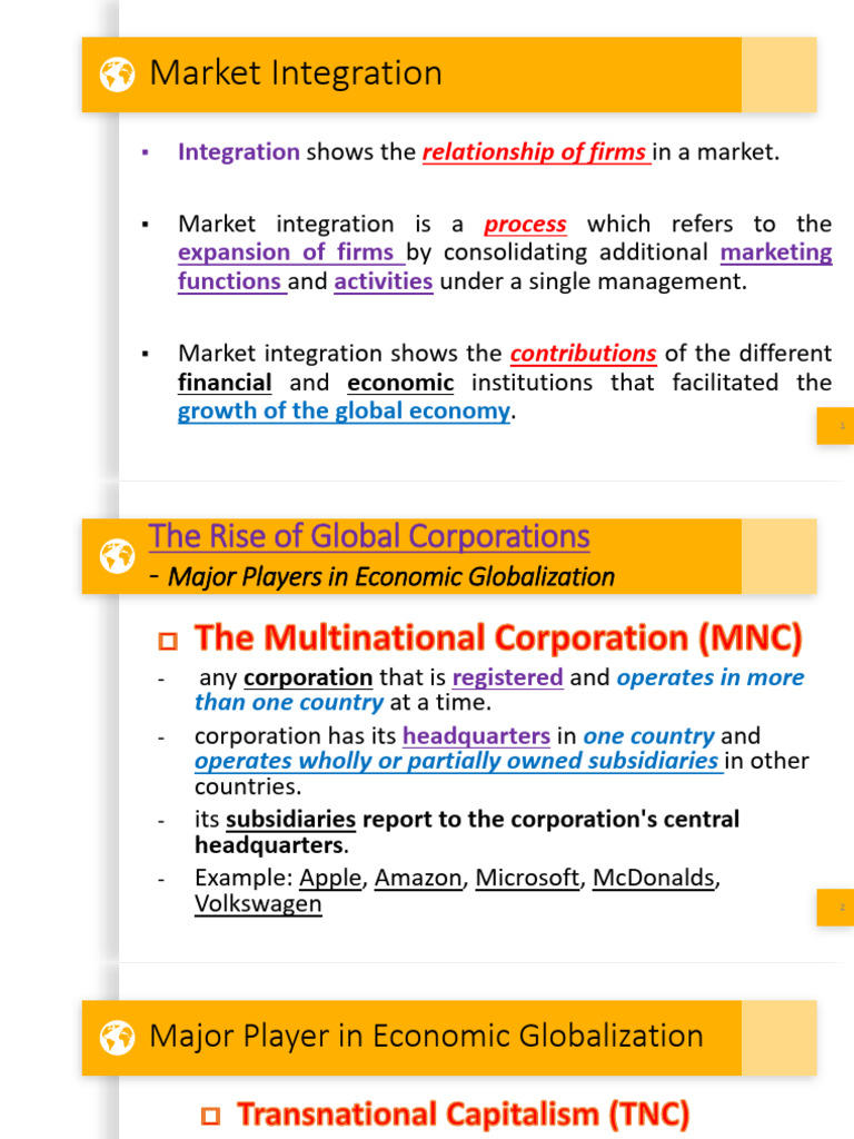 Understanding Market Integration and Global Corporations | PDF ...