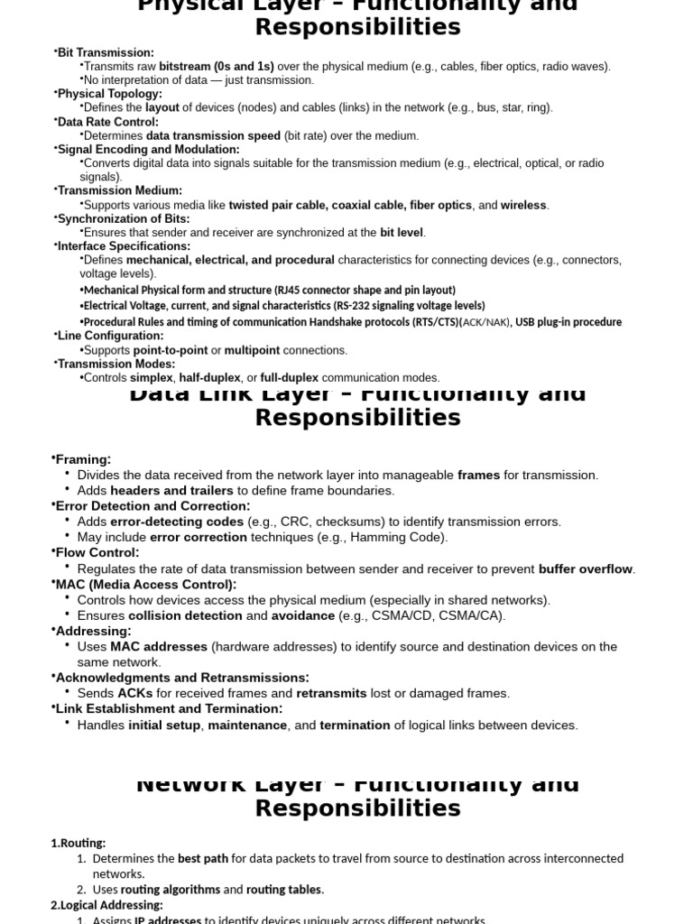OSI Model: Layer Functions Overview | PDF | Transmission Control ...