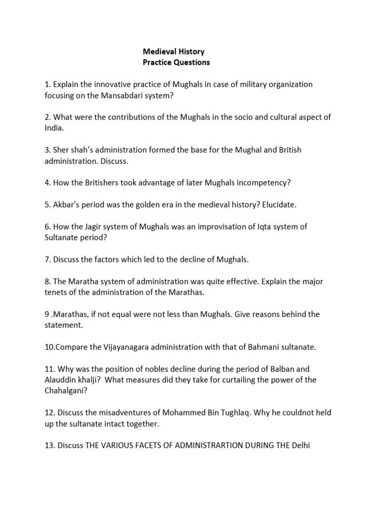 Medieval History Practice Questions | PDF