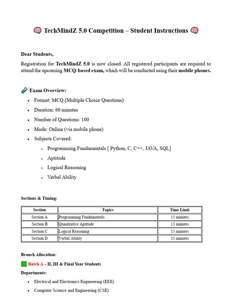 Student Instructions - TechMindZ 5.0 | PDF | Computing | Electronics