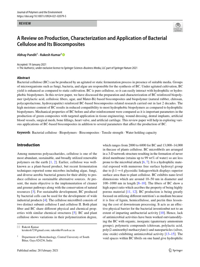 Bacterial Cellulose: Production and Applications | PDF | Biopolymer ...