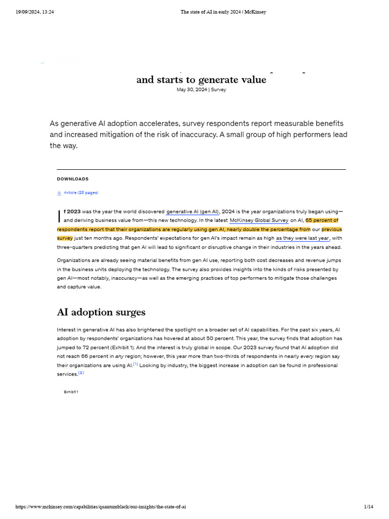 State of AI: Generative Adoption 2024 | PDF | Artificial Intelligence ...