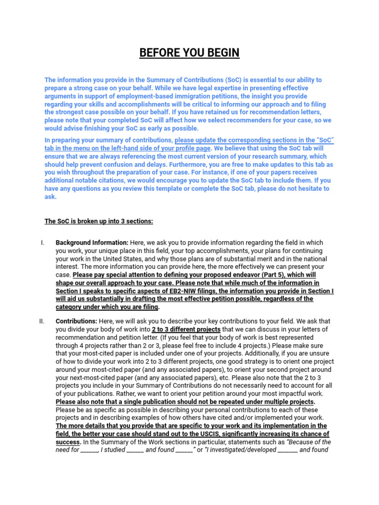 Summary of Contributions for Immigration | PDF | Patent | Citation