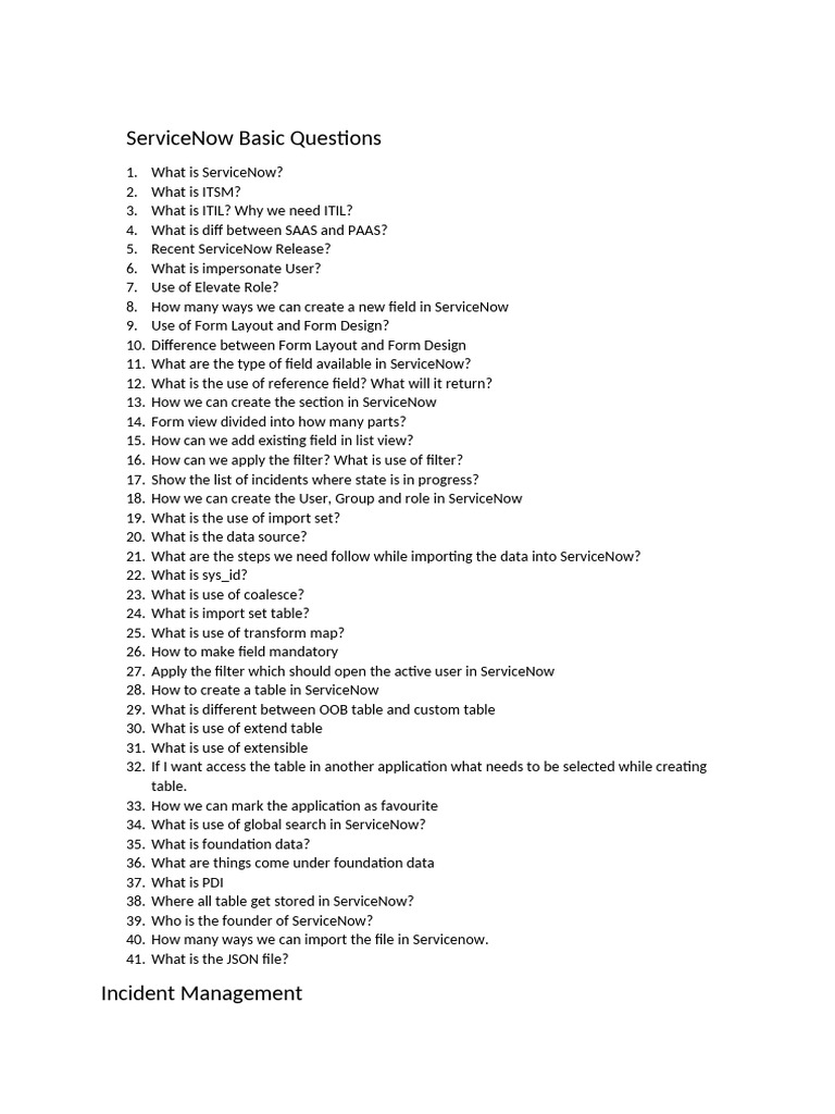 ServiceNow FAQs and Key Concepts Guide | PDF | Computer Engineering ...