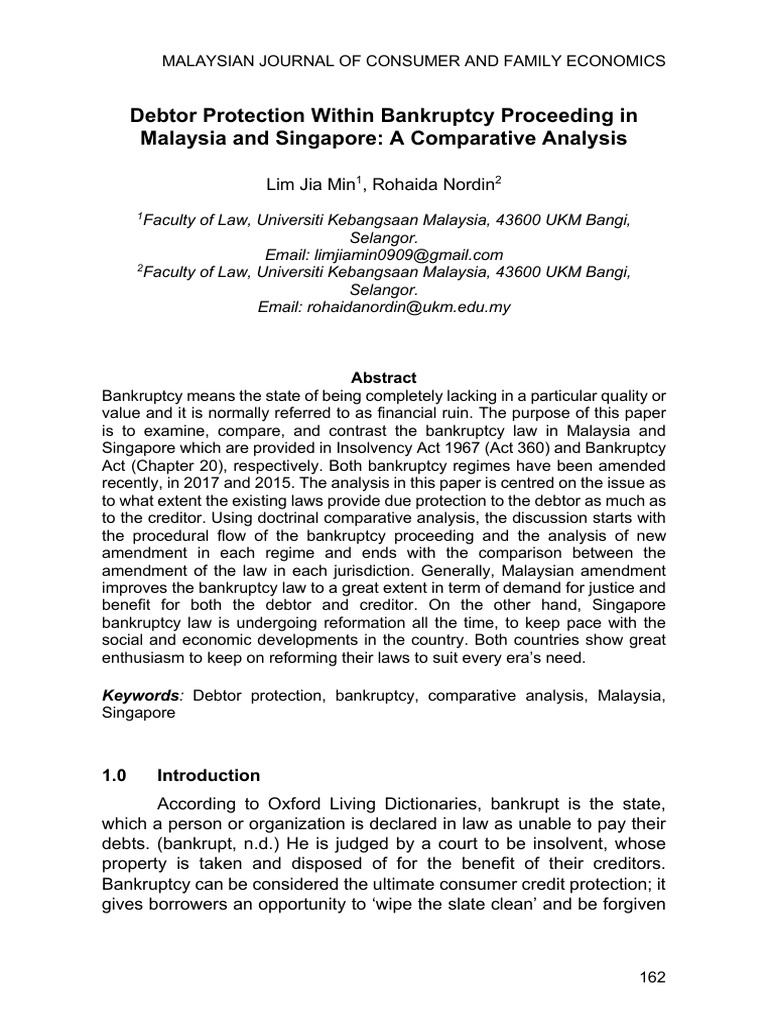 Debtor Protection in Malaysian Bankruptcy | PDF | Bankruptcy | Insolvency