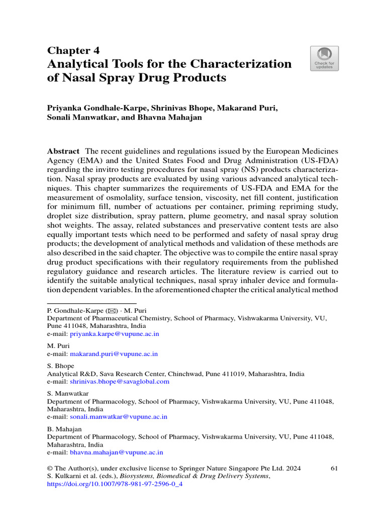 Nasal Spray Product Testing Guidelines | PDF | Surface Tension ...