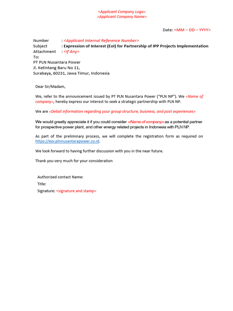 EOI Letter1 | PDF