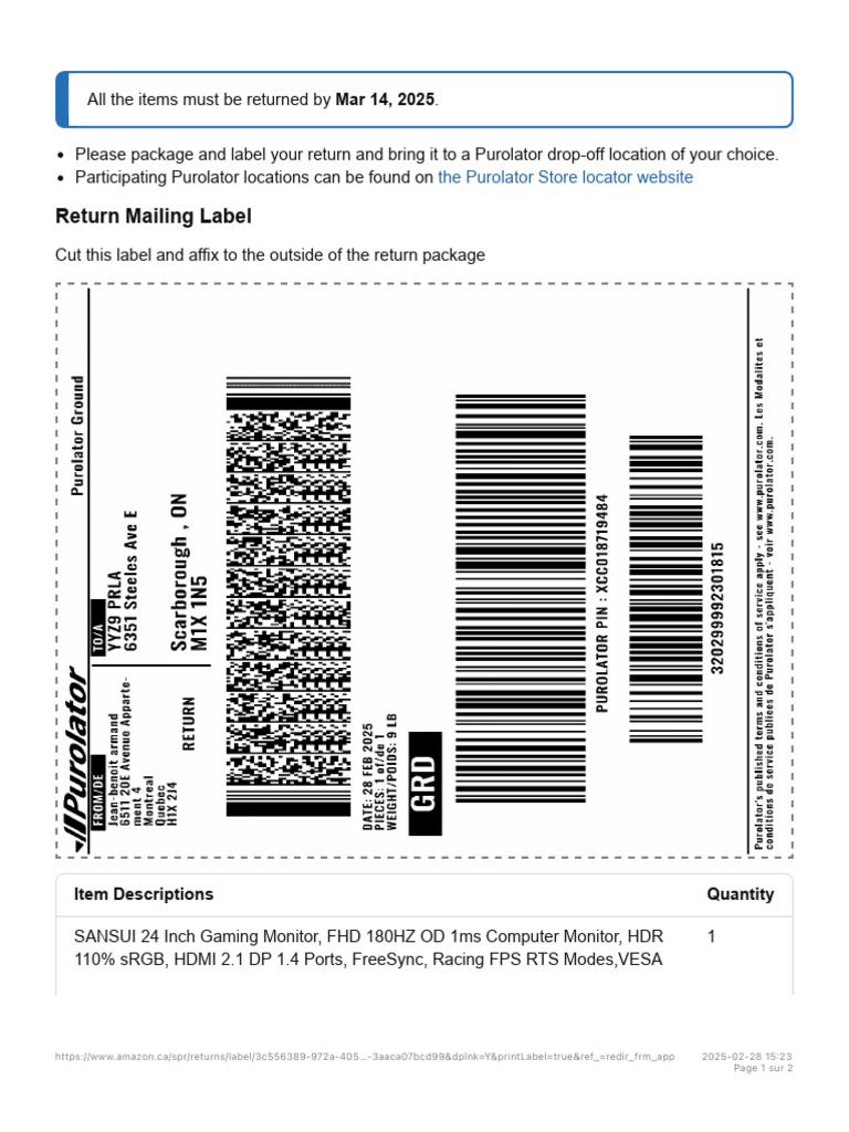 Online Return Center | PDF