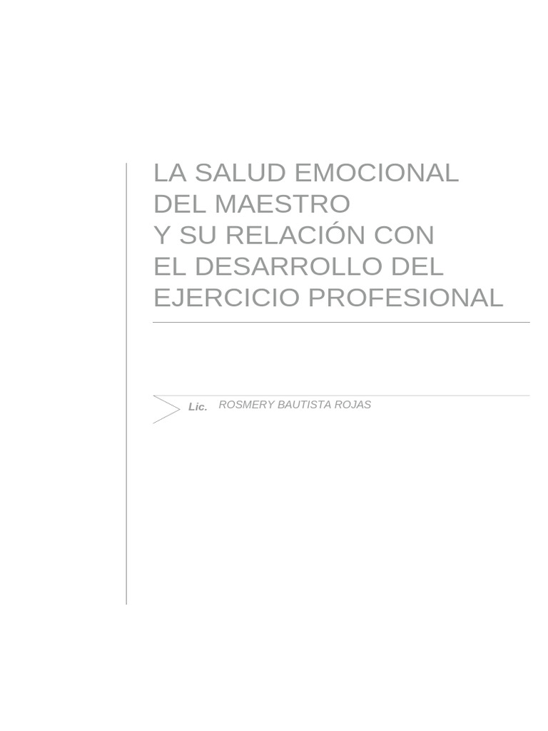 Salud Emocional y Ejercicio Docente | PDF | Burnout ocupacional | Las ...