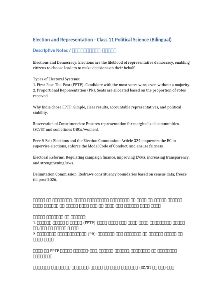 Election and Representation Bilingual | PDF