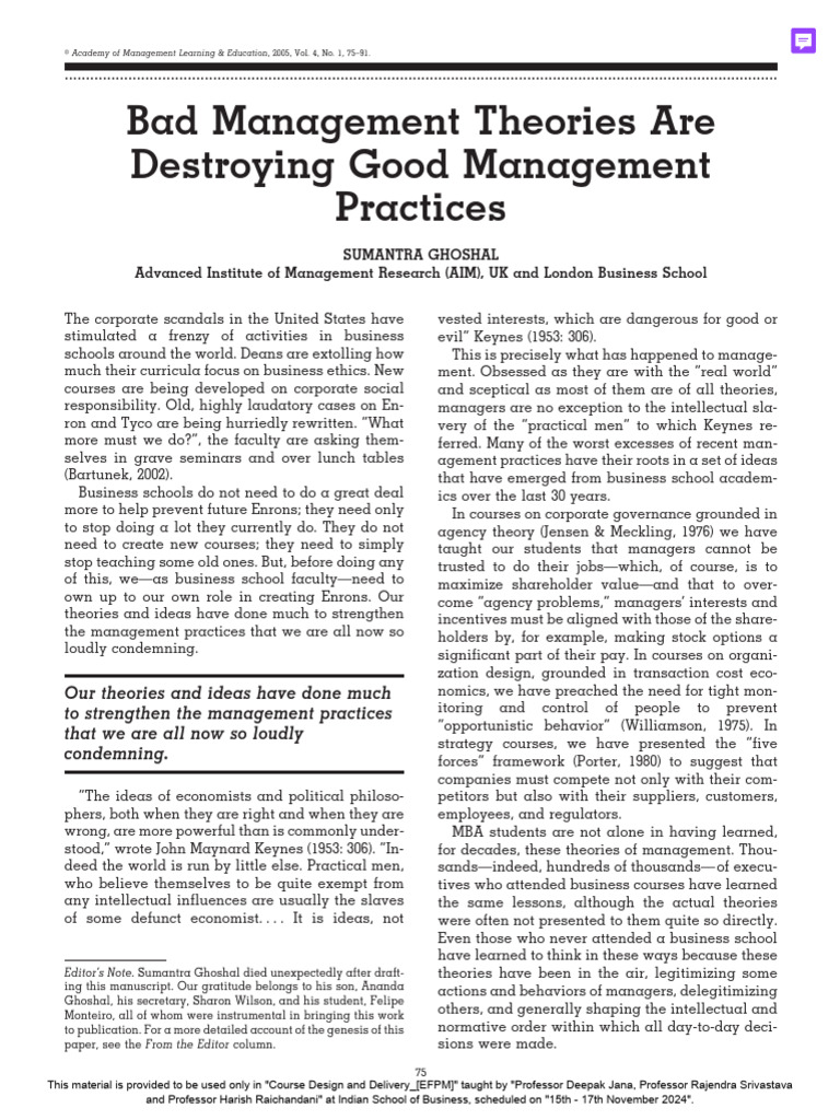 Bad Management Theories Are Destroying Good Management Practices | PDF ...