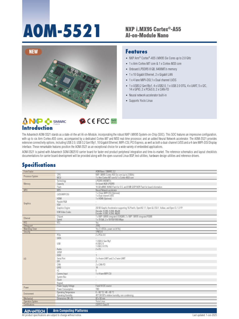 Aom-5521 DS (070125) 20250701161539 | PDF | System On A Chip | Usb