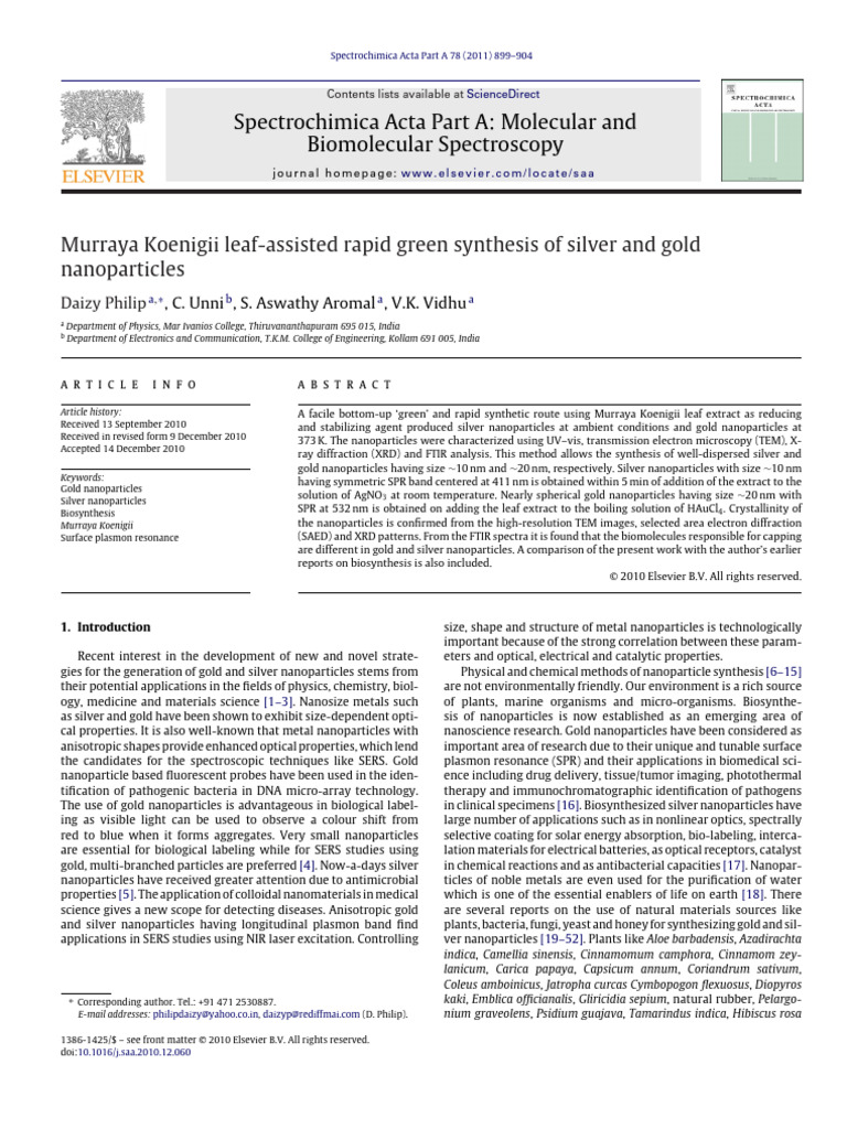 Green Synthesis of Silver and Gold Nanoparticles | PDF | Nanoparticle ...