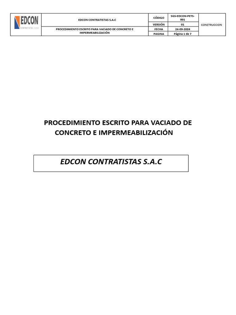 Vaciado de Concreto e Impermeabilización | PDF | Hormigón | Materiales