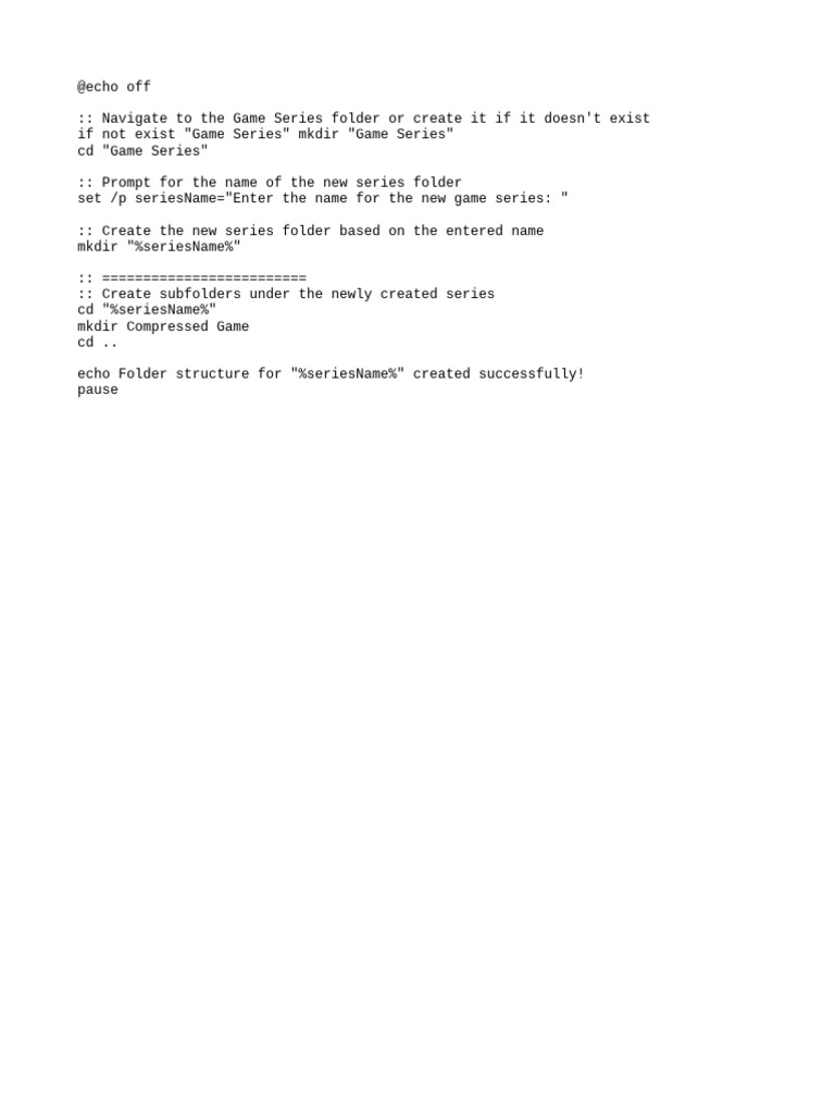 Create Game Series Folder Structure | PDF